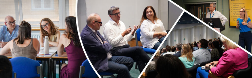 Composite image of academics and audience members at the 2025 UoG Festival of Learning