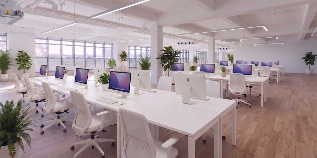 A CGI image of an office at City Campus.